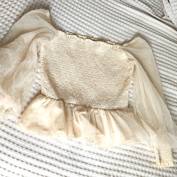 Feminine Princess Vibes Sheer baloon Sleeve ruffle top 6 Romantic Glam y2k - Picture 1 of 6